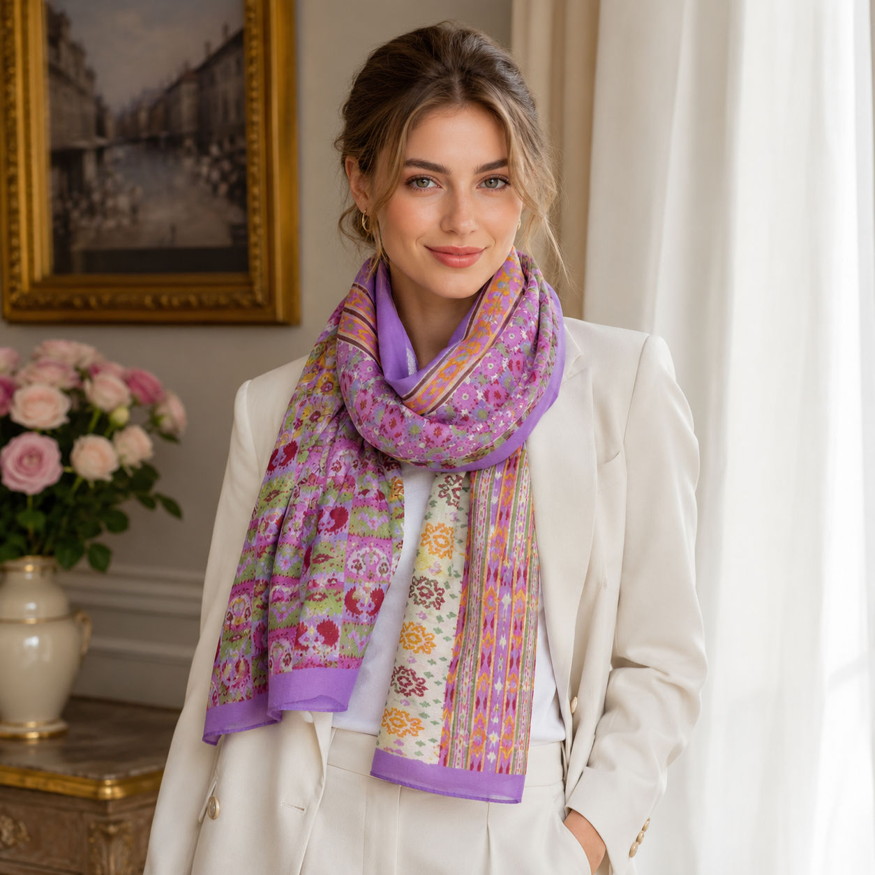 Digital Print Wool Scarf/Shawl 270